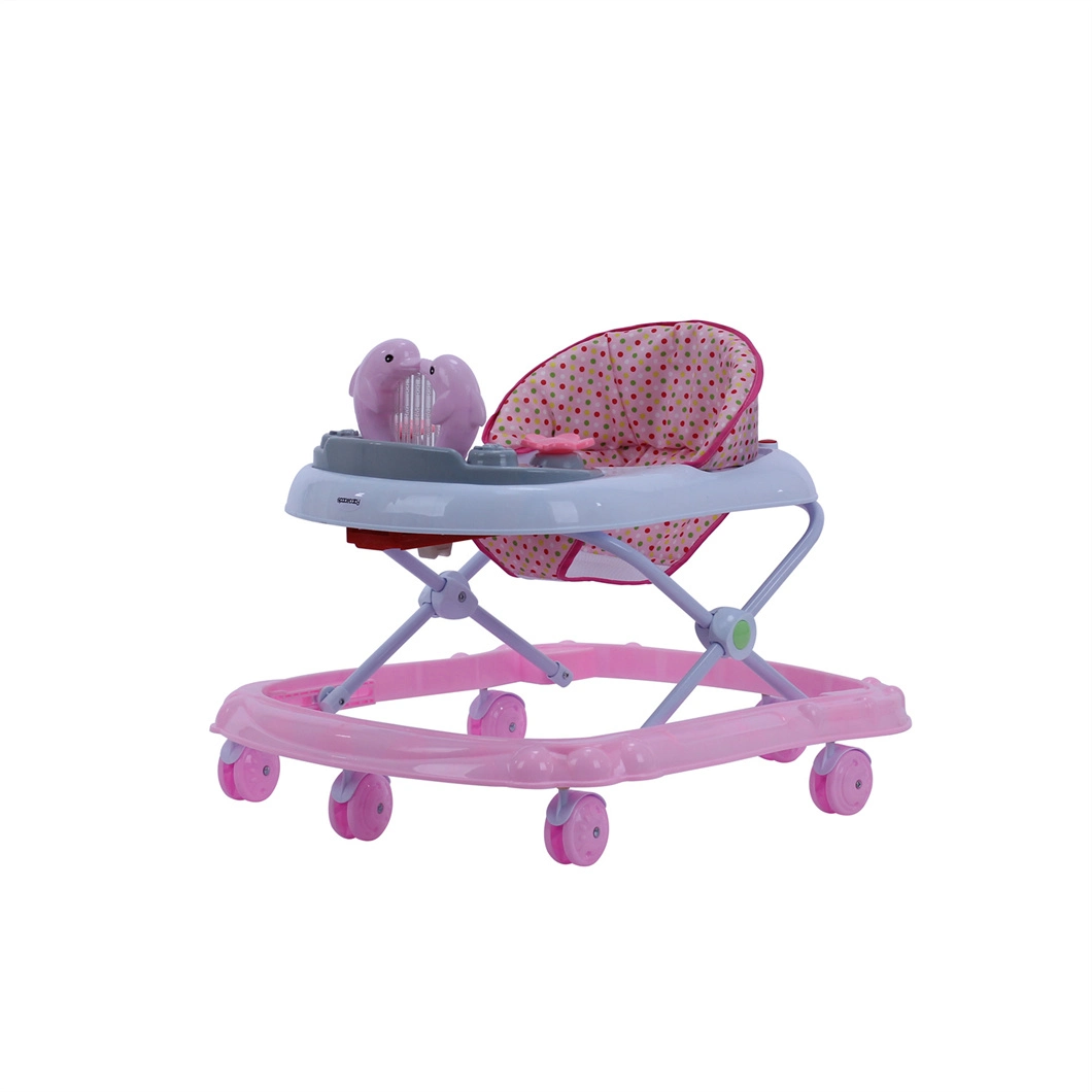 Cartoon Baby Walker Folding Adjustable Baby Walker Toy with Music