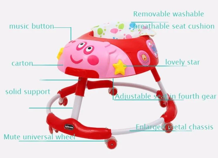 Easy Folding Baby Walker with Music Rubber Wheel Baby Walker