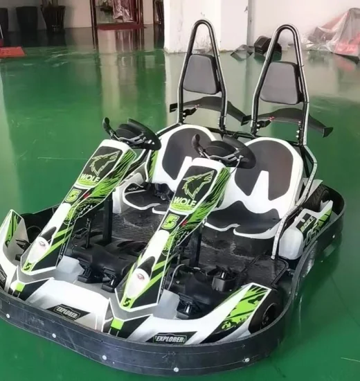 Double Seat Parenting Style Battery Powered Kart Racing, Electric Go Kart Pedal Electrical Go Karting Car for Adult Kids