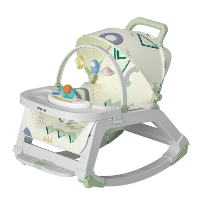 5-in-1 Adjustable Early Educational Baby Rocking Chair Toddler Walkers with Silent Wheels and Brake