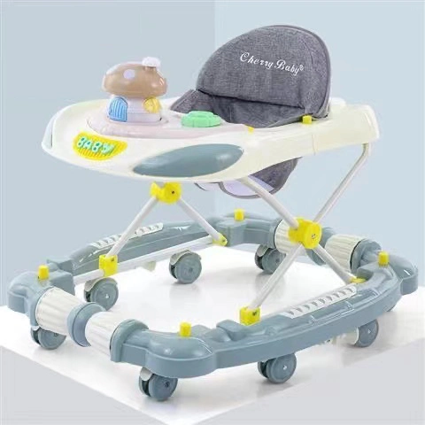 Hot Sale Unique Rotating Baby Walker with Push Bar Canopy/Rocking Horse Portable Foldable Musical Baby Walker with Toy Tray